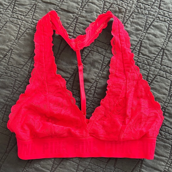 PINK Victoria's Secret Bright Pink Lace Bralette - Picture 1 of 5